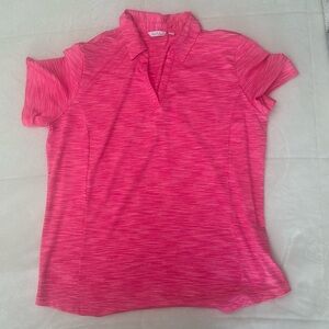 Lady Hagen Essentials neon pink heathered vneck golf polo Size XL